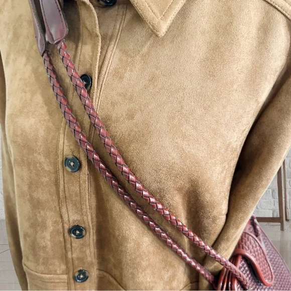 Vintage 1980s Warren Reed Oxblood Woven Leather Saddle Bag Structured - Picture 5 of 15